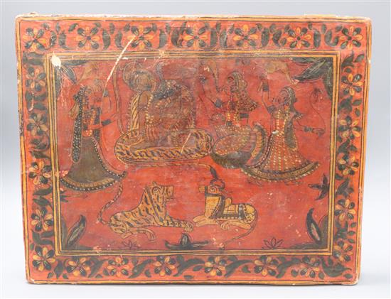 An Indian red lacquered folio case 33 x 41cm